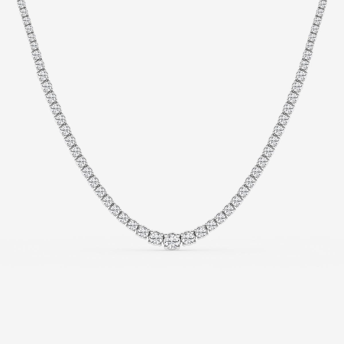 7 ctw Round Lab Grown Diamond Four Prong Graduated Tennis Necklace